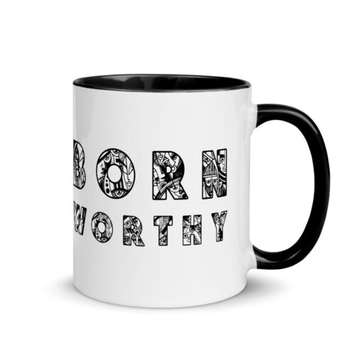 Ofili- BORN WORTHY- Mug with Color Inside - Image 11