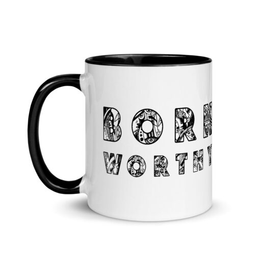 Ofili- BORN WORTHY- Mug with Color Inside - Image 9