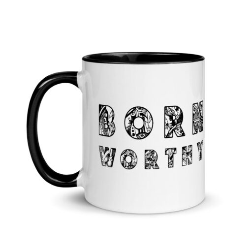 Ofili- BORN WORTHY- Mug with Color Inside - Image 6